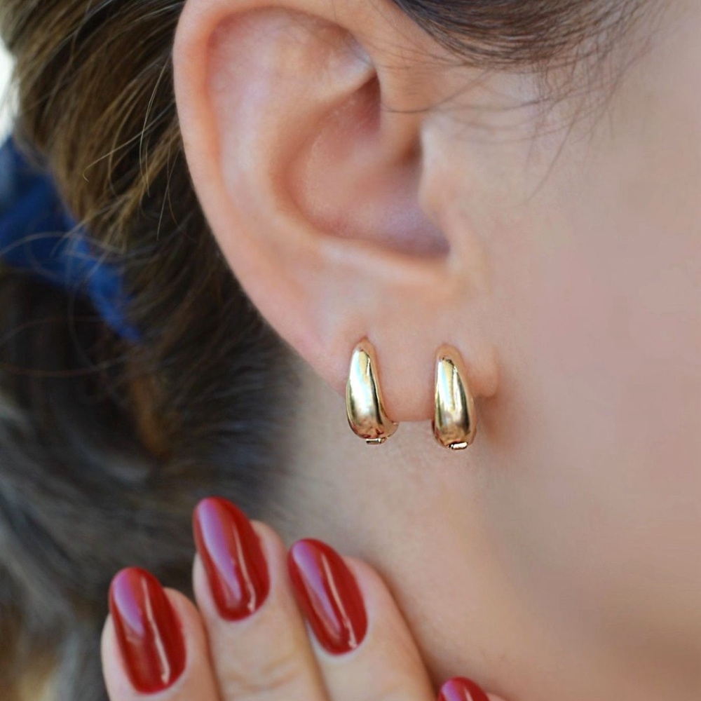 Thick Tiny Hoop Earrings | 14K Gold Plated | Luxury Hypoallergenic Jewelry